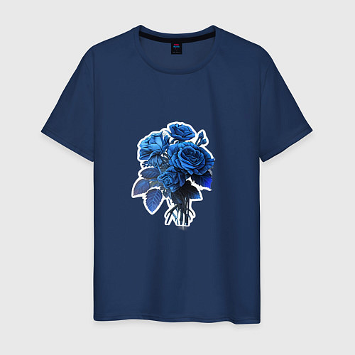 Мужская футболка Букет и синие розы / Тёмно-синий – фото 1