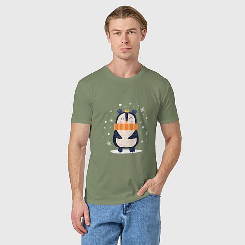 Мужская футболка Пингвин в шарфике / Авокадо – фото 3