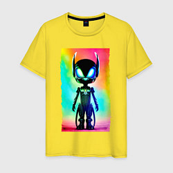 Футболка хлопковая мужская Alien cub - neural network - neon glow, цвет: желтый