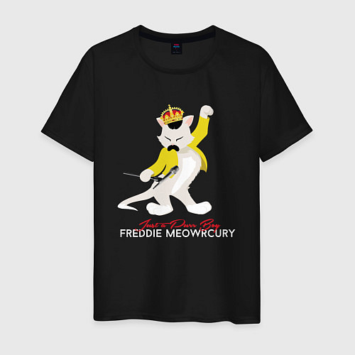 Мужская футболка Фредди Меркьюри кот / Черный – фото 1