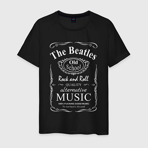 Мужская футболка The Beatles в стиле Jack Daniels / Черный – фото 1