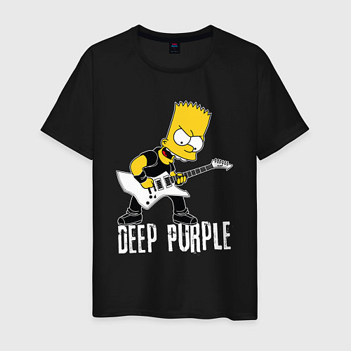 Мужская футболка Deep Purple Барт Симпсон рокер / Черный – фото 1