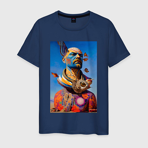 Мужская футболка Памятник Ленину - нейросеть - сюрреализм / Тёмно-синий – фото 1