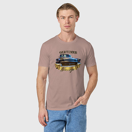 Мужская футболка Автомобиль Buick Roadmaster 1955 / Пыльно-розовый – фото 3