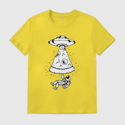 Футболка хлопковая мужская Pizza space, цвет: желтый