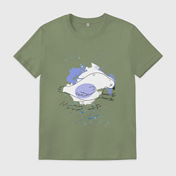 Футболка хлопковая мужская Грустный голубь: mood AF, цвет: авокадо