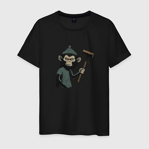 Мужская футболка Monkey with a hammer / Черный – фото 1