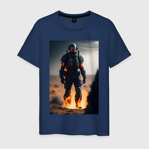 Мужская футболка Cyber warrior / Тёмно-синий – фото 1