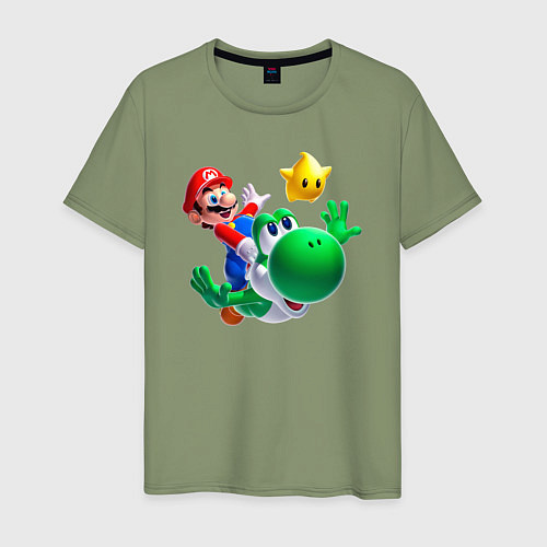 Мужская футболка Марио, Йоши и звезда / Авокадо – фото 1