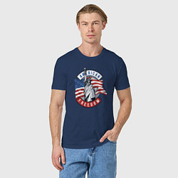Футболка хлопковая мужская American freedom, цвет: тёмно-синий — фото 2
