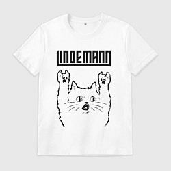Футболка хлопковая мужская Lindemann - rock cat, цвет: белый