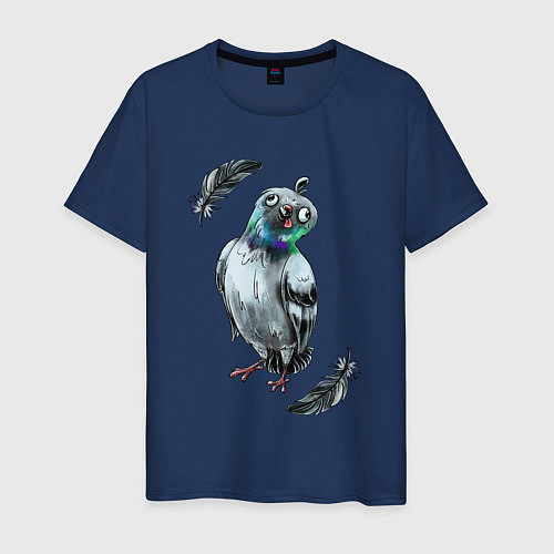 Мужская футболка Чокнутый голубь / Тёмно-синий – фото 1