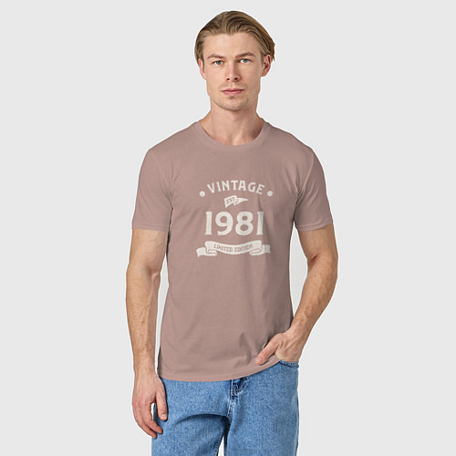 Мужская футболка Винтаж 1981, ограниченный выпуск / Пыльно-розовый – фото 3