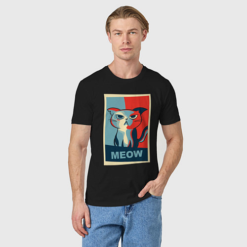 Мужская футболка Meow obey / Черный – фото 3