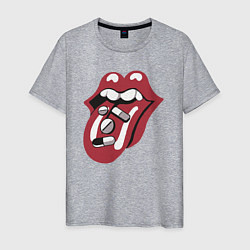 Футболка хлопковая мужская Rolling stones pills, цвет: меланж