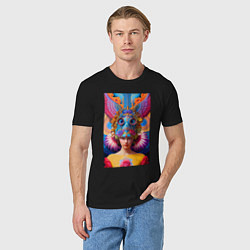 Футболка хлопковая мужская Girl in an art helmet - neural network, цвет: черный — фото 2