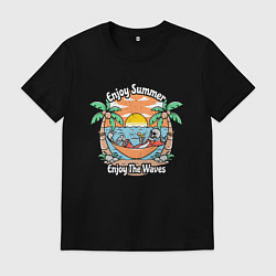 Футболка хлопковая мужская Скелет на чиле, цвет: черный