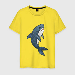 Футболка хлопковая мужская Недовольная плюшевая акула, цвет: желтый