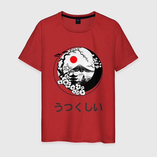 Мужская футболка Красота Фудзиямы / Красный – фото 1