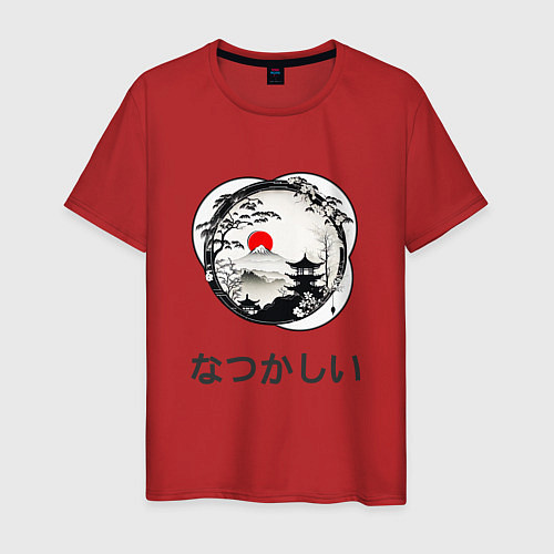 Мужская футболка Ностальгия - японские иероглифы / Красный – фото 1