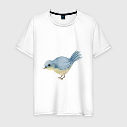 Футболка хлопковая мужская Синяя птица, цвет: белый