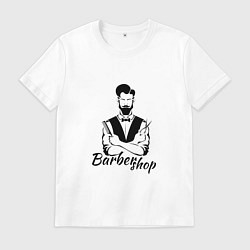 Футболка хлопковая мужская Barbershop, цвет: белый