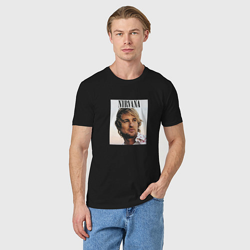 Мужская футболка Nirvana Оуэн Уилсон пародия / Черный – фото 3
