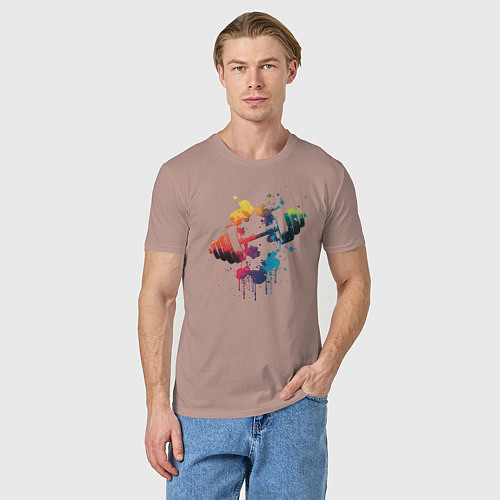 Мужская футболка Иллюстрация гантели / Пыльно-розовый – фото 3