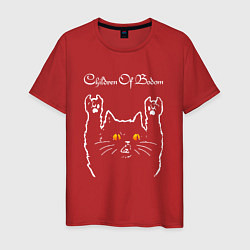 Футболка хлопковая мужская Children of Bodom rock cat, цвет: красный