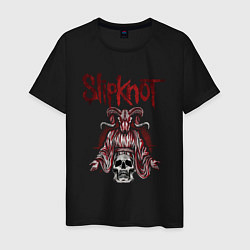 Футболка хлопковая мужская Slipknot рогатый череп, цвет: черный