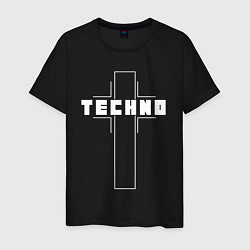 Футболка хлопковая мужская Techno крест, цвет: черный