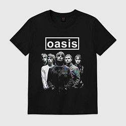 Футболка хлопковая мужская Oasis рок группа, цвет: черный