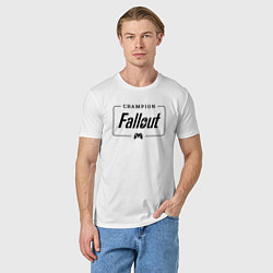 Футболка хлопковая мужская Fallout gaming champion: рамка с лого и джойстиком, цвет: белый — фото 2
