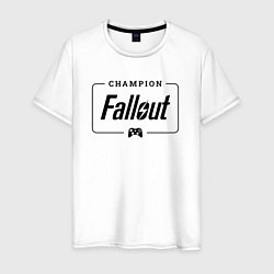 Футболка хлопковая мужская Fallout gaming champion: рамка с лого и джойстиком, цвет: белый