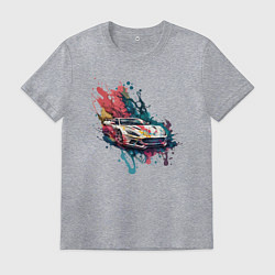 Футболка хлопковая мужская Супер быстрый автомобиль, цвет: меланж