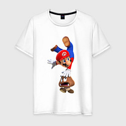 Футболка хлопковая мужская Марио на грибе, цвет: белый