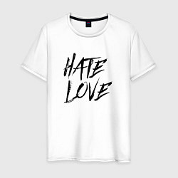 Футболка хлопковая мужская Hate love Face, цвет: белый