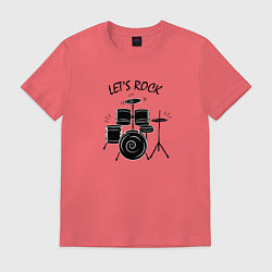 Футболка хлопковая мужская Барабанная установка, цвет: коралловый