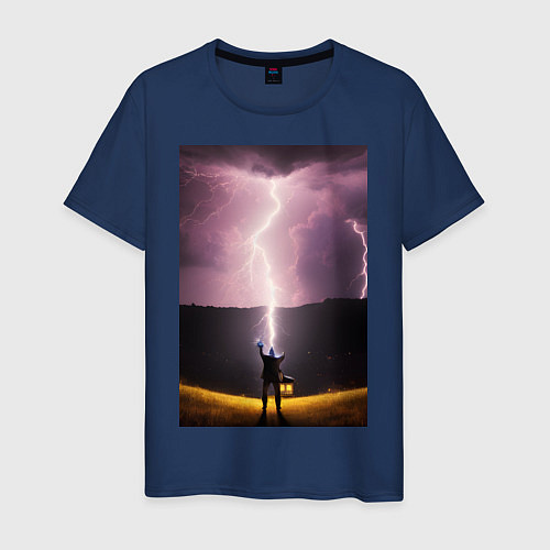 Мужская футболка Дурак на холме / Тёмно-синий – фото 1
