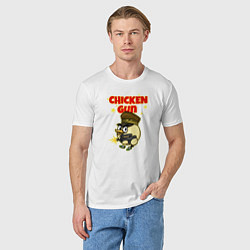 Футболка хлопковая мужская Chicken Gun - игра, цвет: белый — фото 2