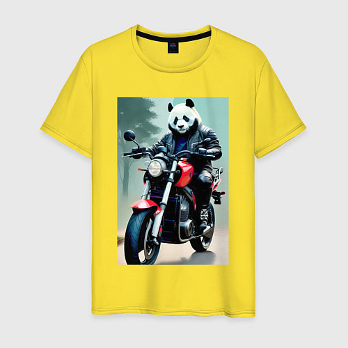 Мужская футболка Panda - cool biker / Желтый – фото 1