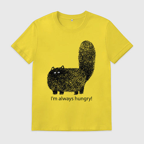 Мужская футболка Кот, который всегда голодный - мем / Желтый – фото 1