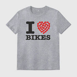 Футболка хлопковая мужская Я люблю велосипеды, цвет: меланж
