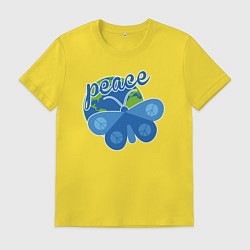 Футболка хлопковая мужская Butterfly peace, цвет: желтый