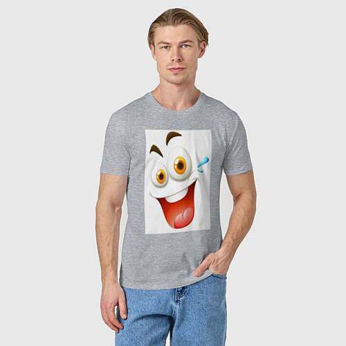 Мужская футболка Счастливое выражение лица / Меланж – фото 3