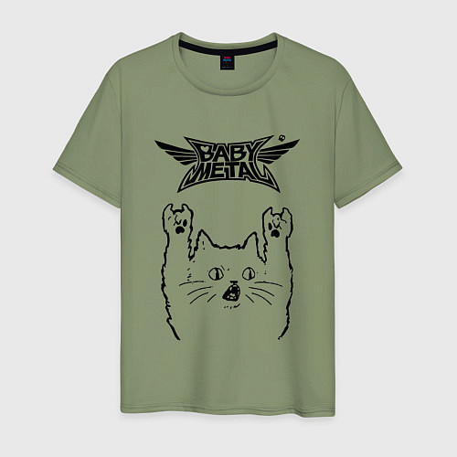 Мужская футболка Babymetal - rock cat / Авокадо – фото 1