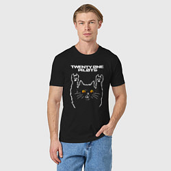 Футболка хлопковая мужская Twenty One Pilots rock cat, цвет: черный — фото 2