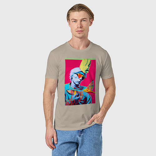 Мужская футболка Andy Warhol - self-portrait / Миндальный – фото 3