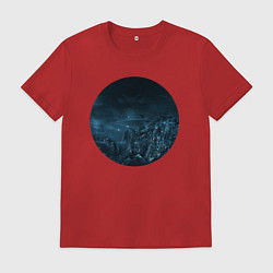 Футболка хлопковая мужская НЛО и скалы, цвет: красный