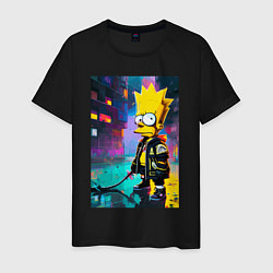 Футболка хлопковая мужская Bart Simpson - urban fantasy, цвет: черный